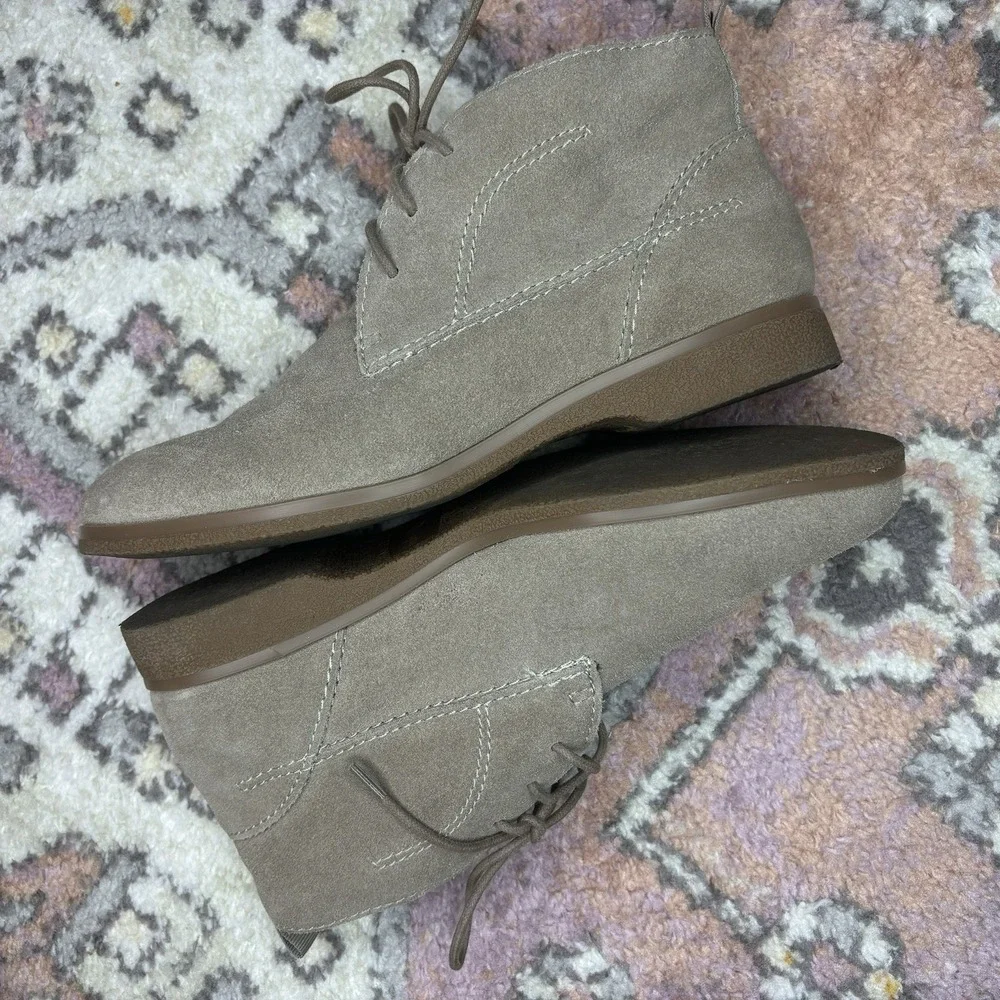 Franco Sarto Chukka Ankle Booties Beige‎ Suede Leather 8 Palazzo Boho Casual